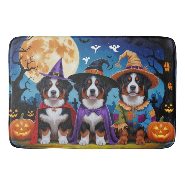 Bernese Mountain Hogs Pumpkin Halloween Funny Badematte (Vorderseite)