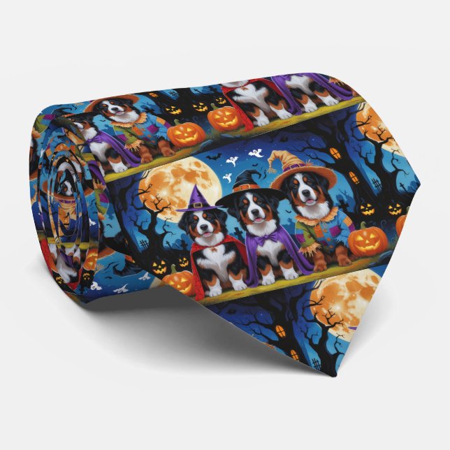 Bernese Mountain Hogs Pumpkin Halloween Funny Krawatte (Gerollt)