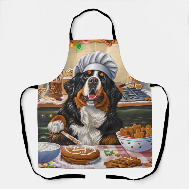 Bernese Mountain Holiday Baking: Feierliche Weihna Schürze (Vorderseite)
