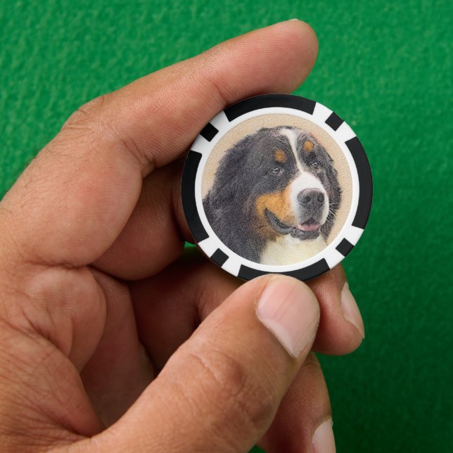 Bernese Mountain Hund 2 Gemälde - Original Hunde K Pokerchips (Hand)