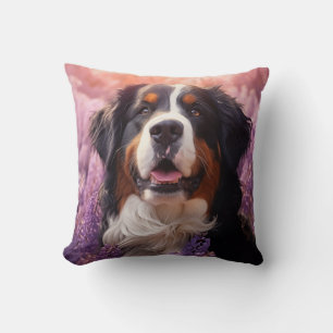 Bernese Mountain Hund in Lavendel Kissen