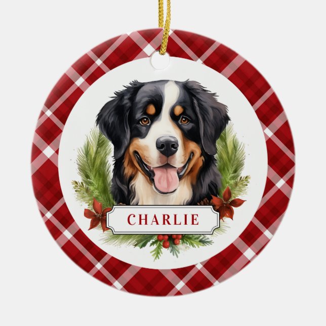 Bernese Mountain Hund Keramik Circle Ornament (Vorne)