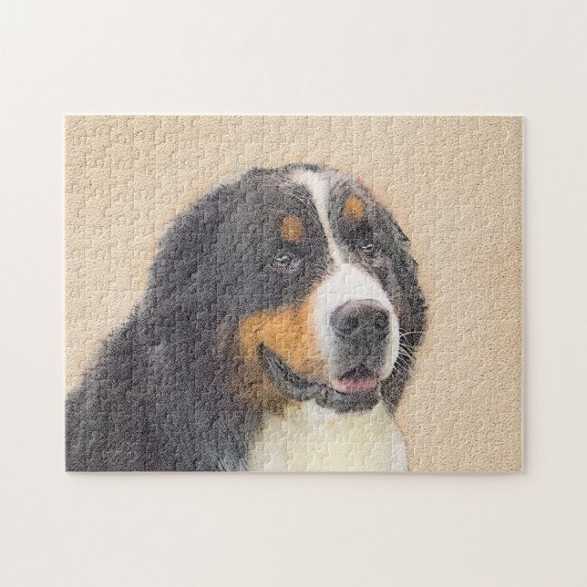 Bernese Mountain Hund Malerei - Original Hunde Kun (Horizontal)