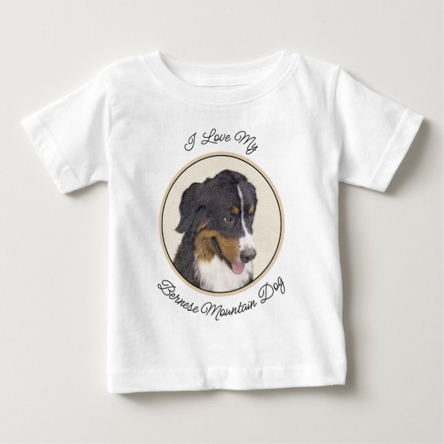 Bernese Mountain Hund Malerei - Original Hunde Kun Baby T-shirt (Vorderseite)