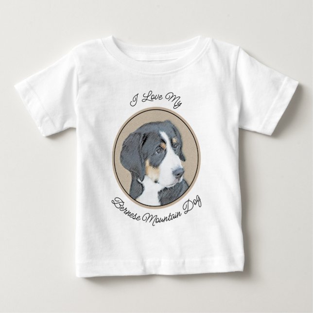 Bernese Mountain Hund Malerei - Original Hunde Kun Baby T-shirt (Vorderseite)