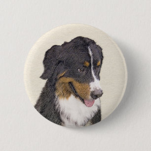 Bernese Mountain Hund Malerei - Original Hunde Kun Button