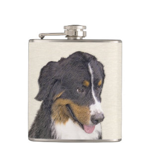 Bernese Mountain Hund Malerei - Original Hunde Kun Flachmann