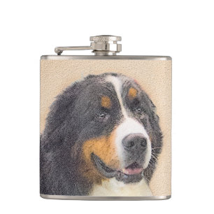 Bernese Mountain Hund Malerei - Original Hunde Kun Flachmann