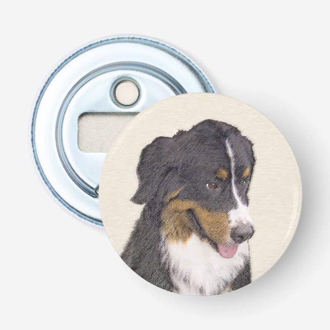 Bernese Mountain Hund Malerei - Original Hunde Kun Flaschenöffner (Vorderseite)