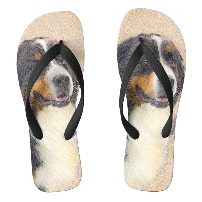 Bernese Mountain Hund Malerei - Original Hunde Kun Flip Flops (Fußbett)