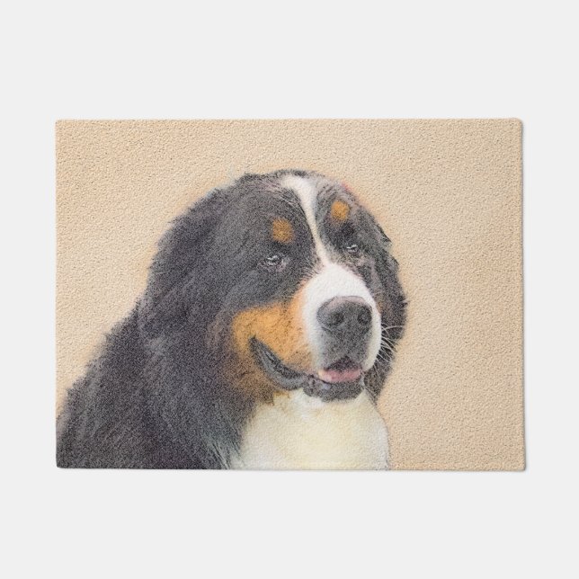 Bernese Mountain Hund Malerei - Original Hunde Kun Fußmatte (Vorderseite)