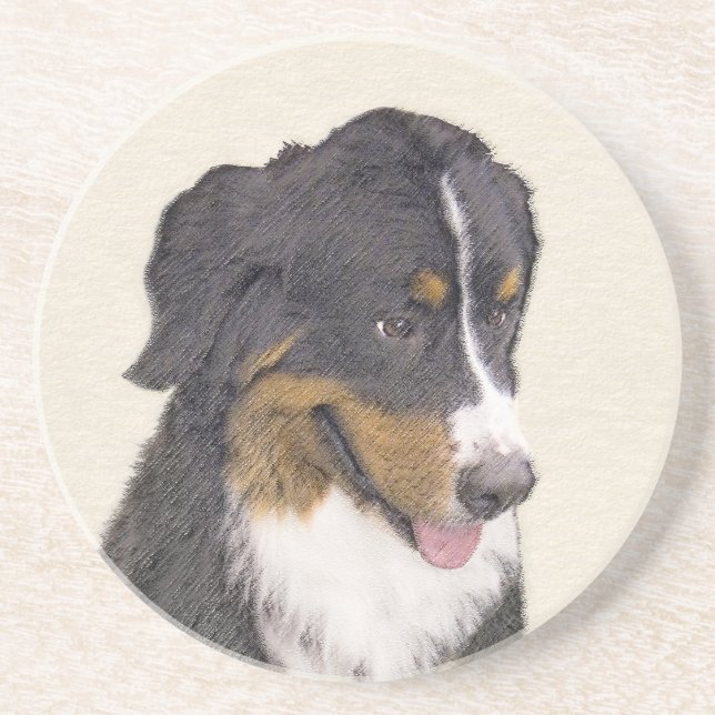 Bernese Mountain Hund Malerei - Original Hunde Kun Getränkeuntersetzer (Vorne)
