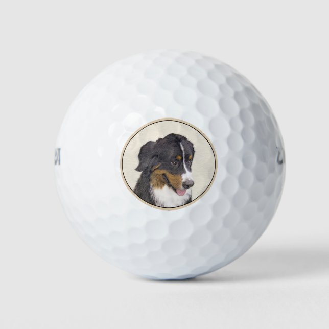Bernese Mountain Hund Malerei - Original Hunde Kun Golfball (Vorderseite)