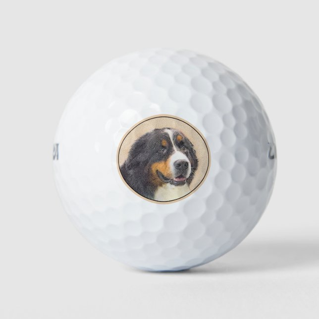 Bernese Mountain Hund Malerei - Original Hunde Kun Golfball (Vorderseite)