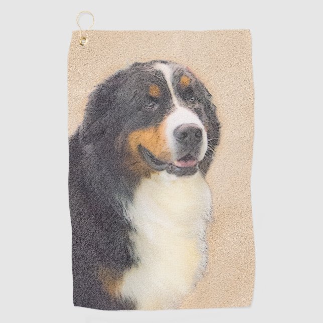 Bernese Mountain Hund Malerei - Original Hunde Kun Golfhandtuch (Vorderseite)