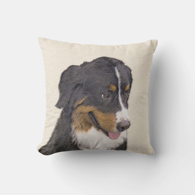 Bernese Mountain Hund Malerei - Original Hunde Kun Kissen (Vorderseite)