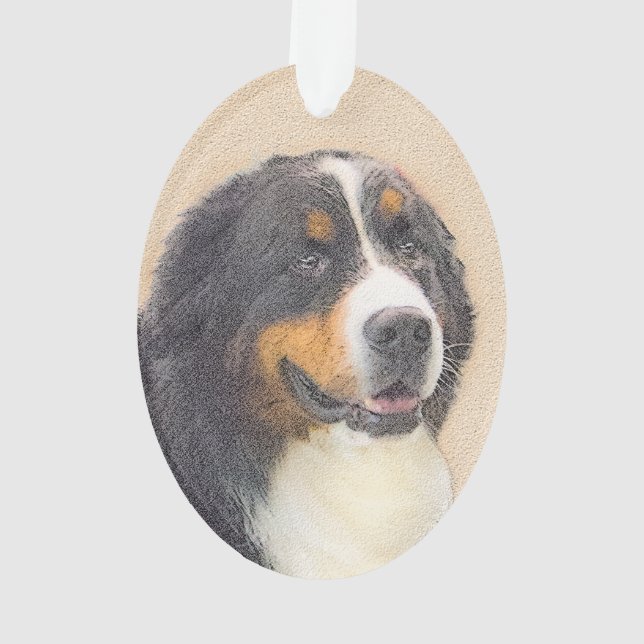Bernese Mountain Hund Malerei - Original Hunde Kun Ornament (Rückseite)
