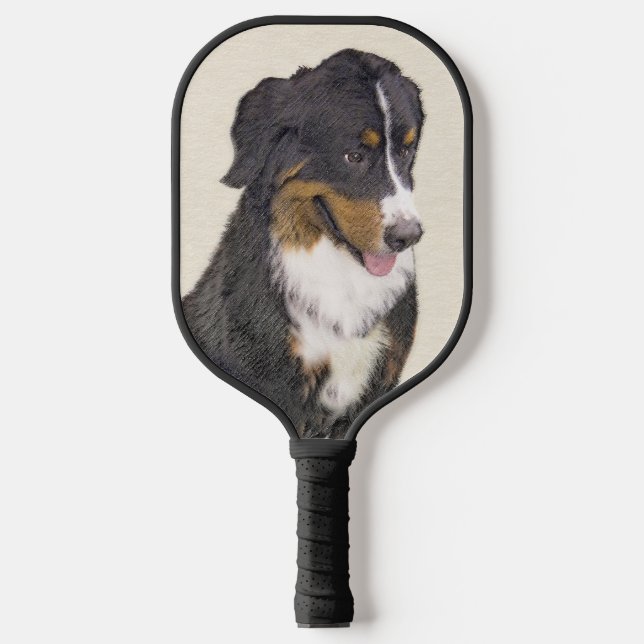 Bernese Mountain Hund Malerei - Original Hunde Kun Pickleball Schläger (Vorderseite)