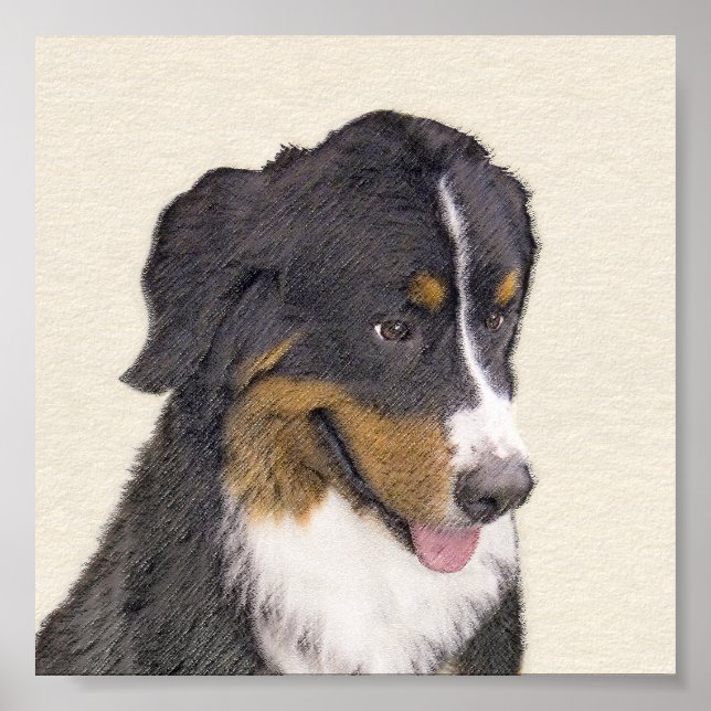 Bernese Mountain Hund Malerei - Original Hunde Kun Poster (Vorne)