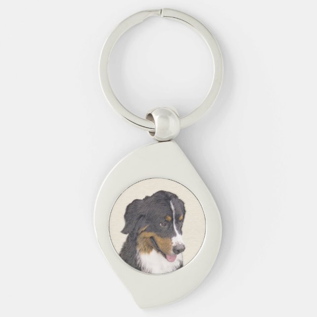 Bernese Mountain Hund Malerei - Original Hunde Kun Schlüsselanhänger (Vorderseite)