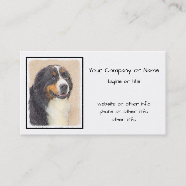 Bernese Mountain Hund Malerei - Original Hunde Kun Visitenkarte (Vorderseite)