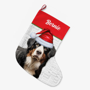 Bernese Mountain Hund mit Hundename Großer Weihnachtsstrumpf