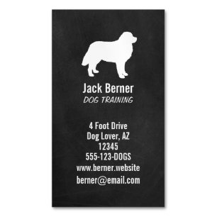 Bernese Mountain Hund Silhouette Chalkboard Style Magnetische Visitenkarte