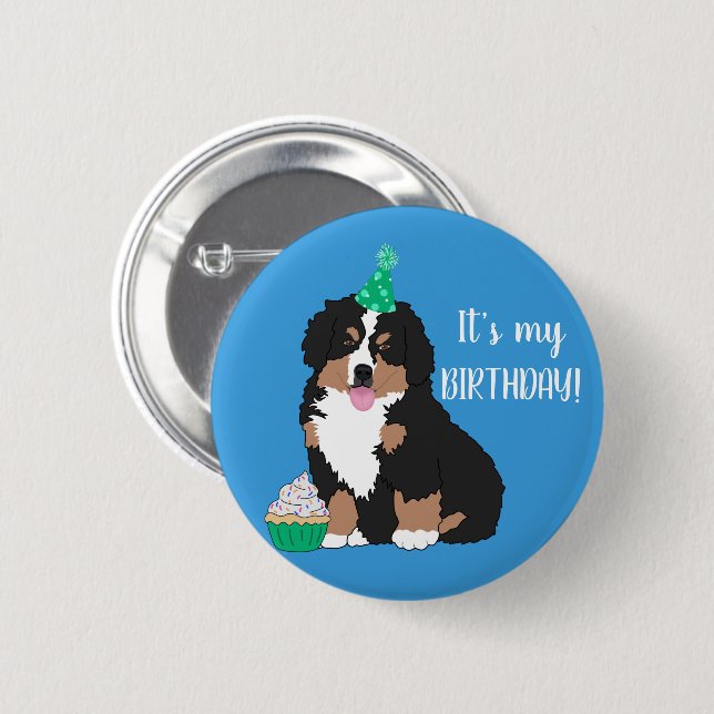 Bernese Mountain Hund Welpe Geburtstag Button (Vorne & Hinten)