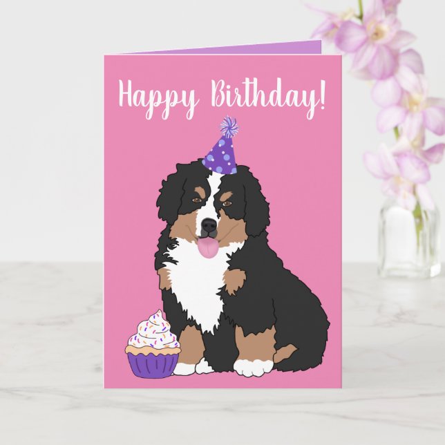 Bernese Mountain Hund Welpe Geburtstag Karte (Orchidee)