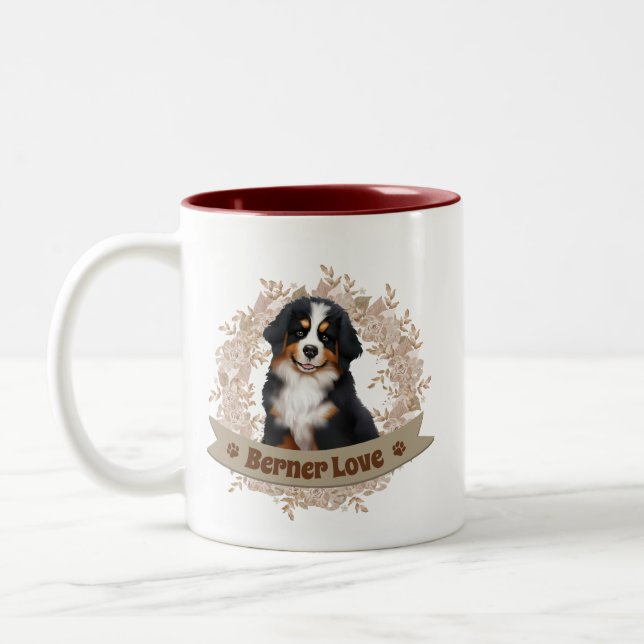 Bernese Mountain Hund Zwei-Tone-Kaffee-Tasse Zweifarbige Tasse (Links)