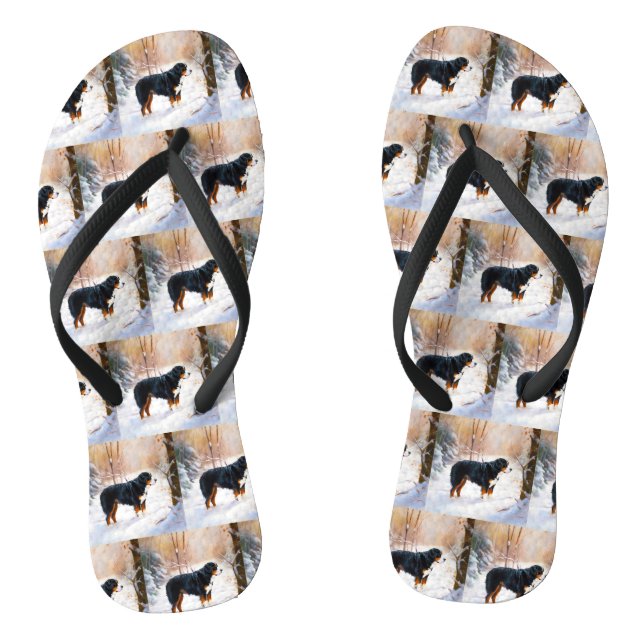 Bernese Mountain Let It Snow Weihnachten Flip Flops (Fußbett)