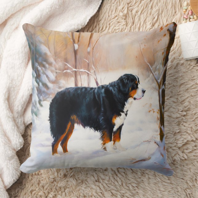 Bernese Mountain Let It Snow Weihnachten Kissen (Decke)