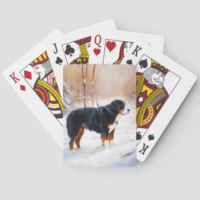 Bernese Mountain Let It Snow Weihnachten Spielkarten (Rückseite)