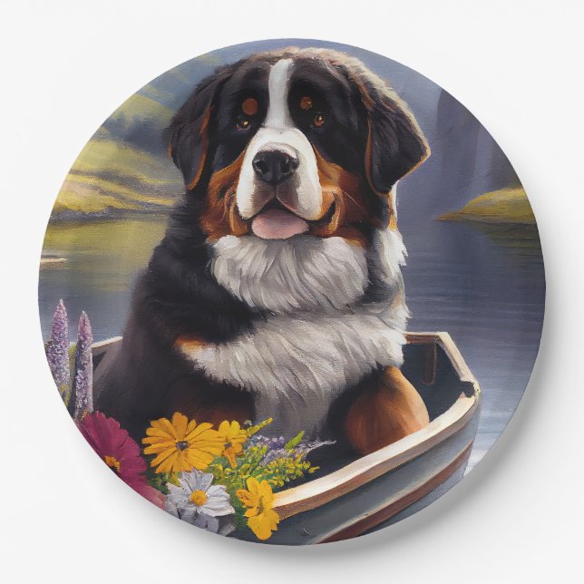 Bernese Mountain on a Paddle: Ein Landschaftliches Pappteller (Vorderseite)