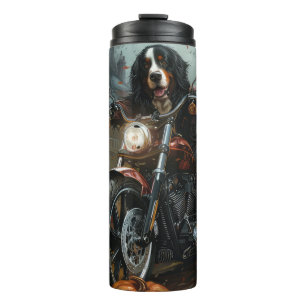 Bernese Mountain Riding Motorrad Halloween Beängst Thermosbecher