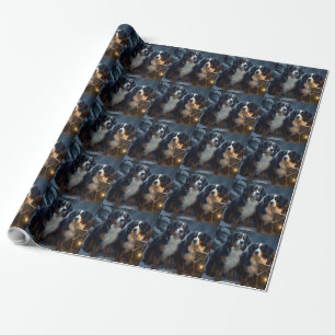 Bernese Mountain Snowy Sleigh Weihnachtsdekor Geschenkpapier
