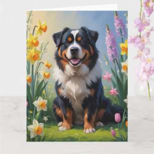 Bernese Mountain Spring Blumen Malerei Karte