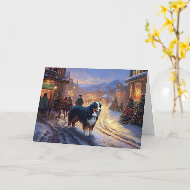 Bernese Mountain Weihnachtsfeiertage Karte (Gelbe Blume)