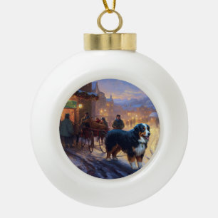 Bernese Mountain Weihnachtsfeiertage Keramik Kugel-Ornament