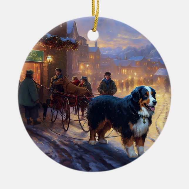 Bernese Mountain Weihnachtsfeiertage Keramik Ornament (Vorne)