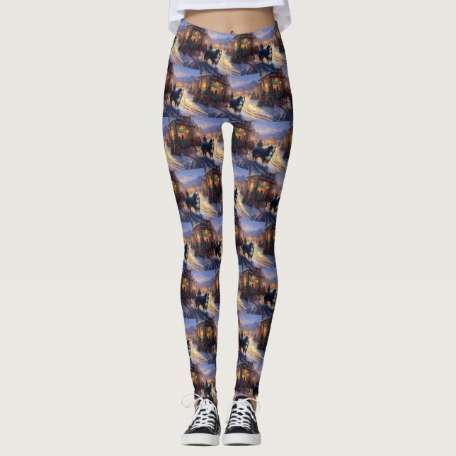 Bernese Mountain Weihnachtsfeiertage Leggings (Vorderseite)