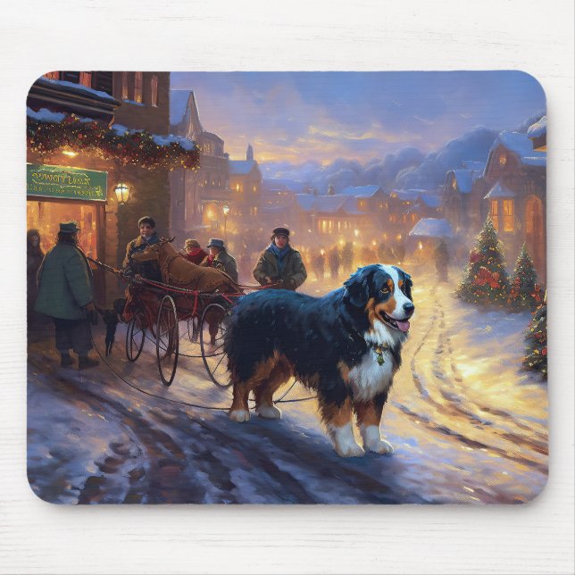 Bernese Mountain Weihnachtsfeiertage Mousepad (Vorne)