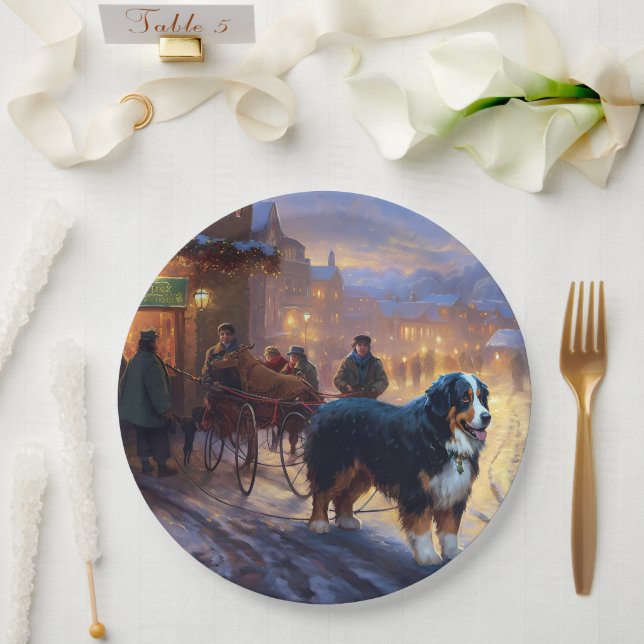Bernese Mountain Weihnachtsfeiertage Pappteller (Hochzeit)