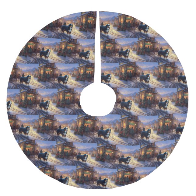Bernese Mountain Weihnachtsfeiertage Polyester Weihnachtsbaumdecke (Vorderseite)
