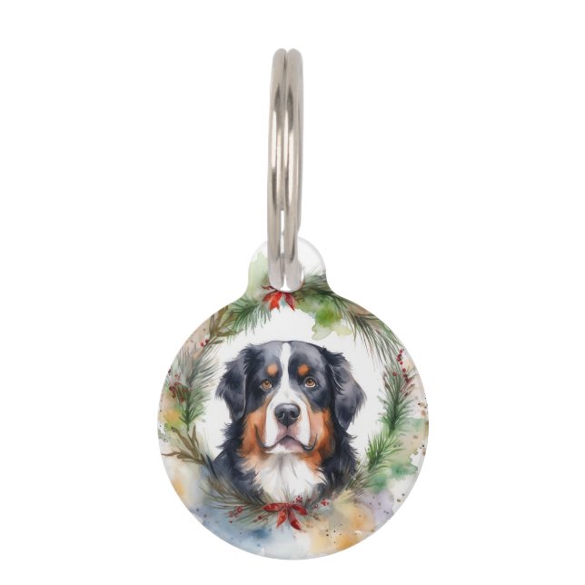 Bernese Mountain Weihnachtsfest Papa Haustiermarke (Vorderseite)