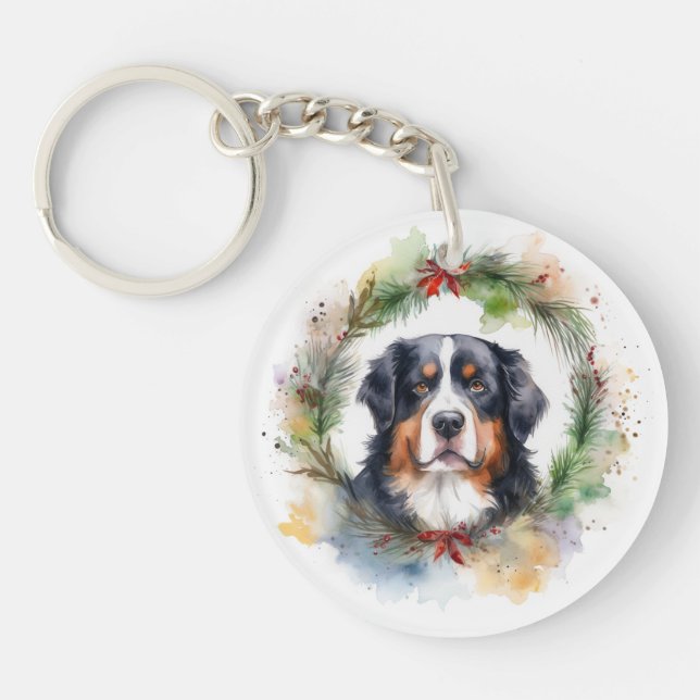 Bernese Mountain Weihnachtsfest Papa Schlüsselanhänger (Vorderseite)