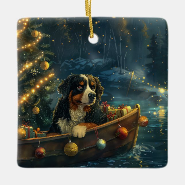 Bernese Mountain Weihnachtsfest Reise Keramikornament (Vorderseite)