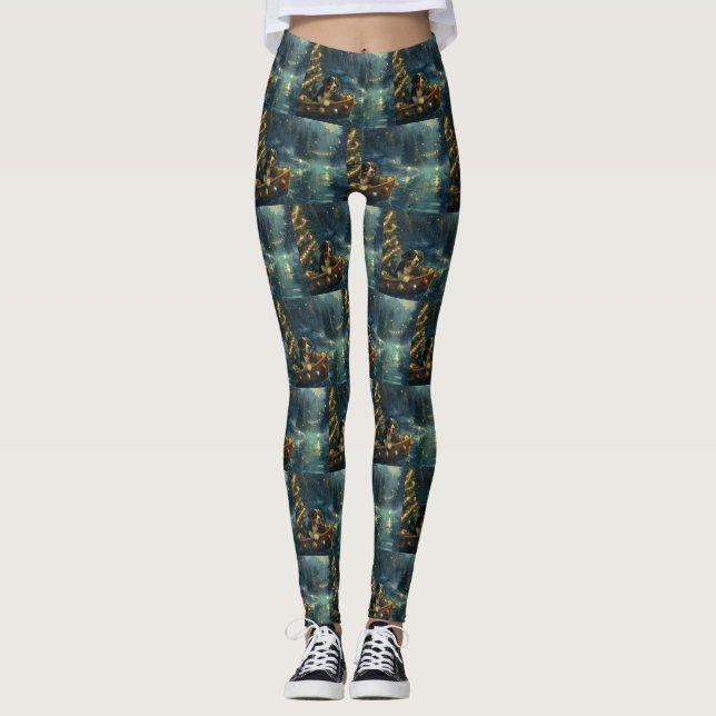 Bernese Mountain Weihnachtsfest Reise Leggings (Vorderseite)