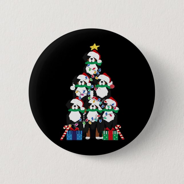 Bernese Mt Dog Welppy Christmas Tree Classic T-Shi Button (Vorderseite)