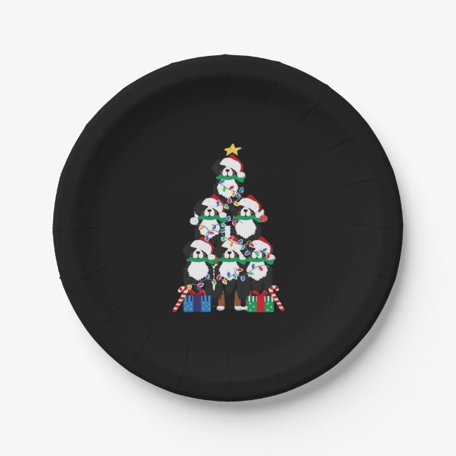 Bernese Mt Dog Welppy Christmas Tree Classic T-Shi Pappteller (Vorderseite)